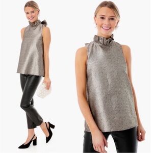 Tuckernuck Pomander Place Gold metallic Mason blouse Top Size XS